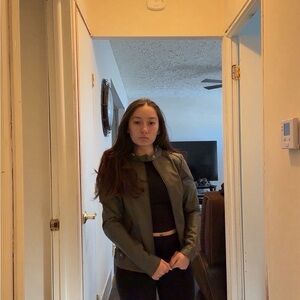 Faux Gray Leather Jacket